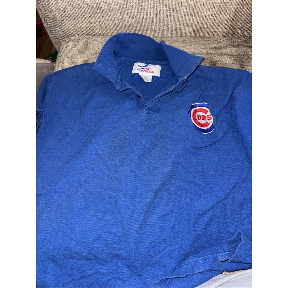 Vintage Logo Athletic Chicago Cubs Polo Blue Sz XL Golf Polo Y2K